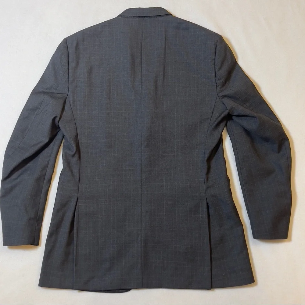 Pronto Uomo Signature Italian Wool Suit Gray Blue Plaid Tollegno 1900 Super 120s